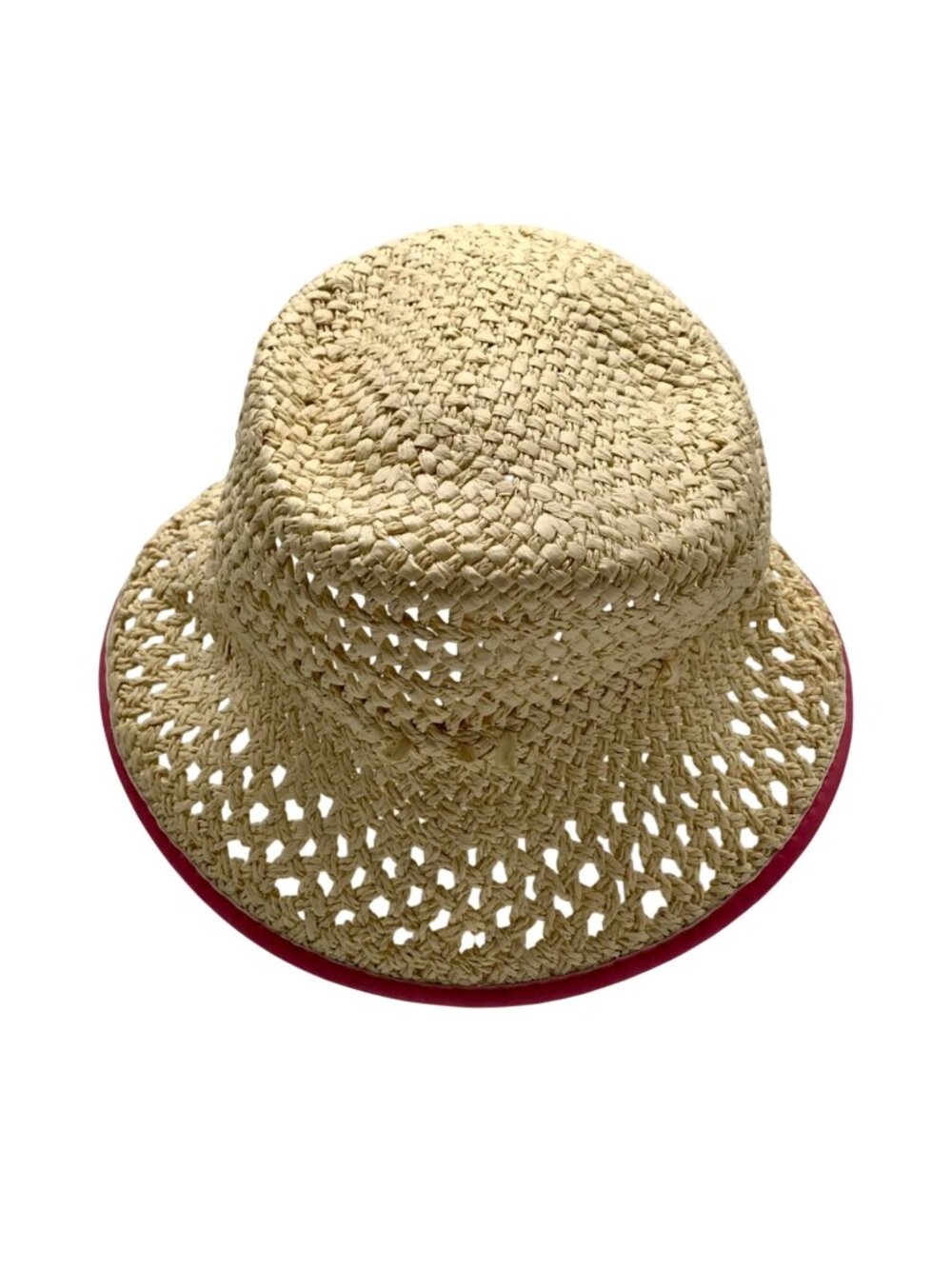 On 34th Beige & Pink Straw Bucket Hat